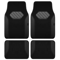 Skechers Car Floor Mats Waterproof Universal Fit Faux Leather Car Mats Floor Mats for Cars with Anti-Slip Heel Pad Fit for SUVs Vans Sedans Trucks Bla
