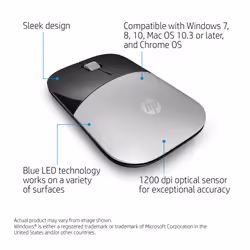 HP Z3700 Silver Wireless Mouse - Additional view 7