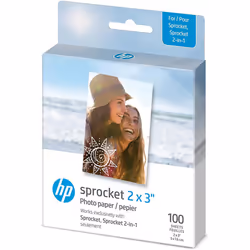 HP Sprocket 2x3"""" Premium Zink Sticky Back Photo Paper (100 Sheets) Compatible with HP Sprocket Photo Printers Original Ve ...