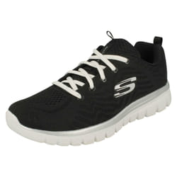 Ladies Skechers Casual Trainer Get Connected - Black, UK 7