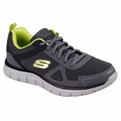 Skechers Mens 2022 Track Light Sport Training Leather Mesh Trainers - UK 7, Charcoalcoal/Lime