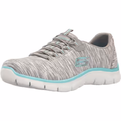 Skechers Sport Women's Empire Game on Fashion Sneaker Gray/Light Blue 8.5 M US