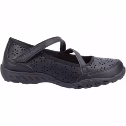 ) Breathe-Easy Playground Poppies | Black | Girls Riptape School Shoes - 12 (Children's