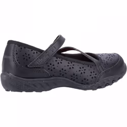 ) Breathe-Easy Playground Poppies | Black | Girls Riptape School Shoes - 12 (Children's