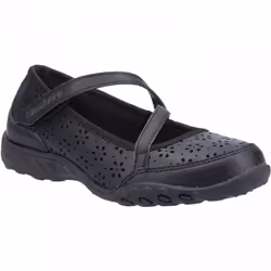 ) Breathe-Easy Playground Poppies | Black | Girls Riptape School Shoes - 12.5 (Children's