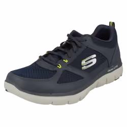 ) Mens Skechers Casual Trainers Lindman 52189 - UK 12, Navy/Lime (Blue