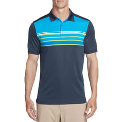 Skechers Golf Mens Backspin Stripe DNA Dry Stretch Performance Polo Shirt - S, Blue Iris