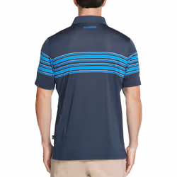Skechers Golf Mens Club Face Stripe Stretch Performance Polo Shirt Top - S, Blue Iris