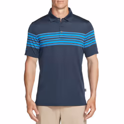 Skechers Golf Mens Club Face Stripe Stretch Performance Polo Shirt Top - M, Blue Iris
