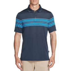 Skechers Golf Mens Club Face Stripe Stretch Performance Polo Shirt Top - M, Blue Iris