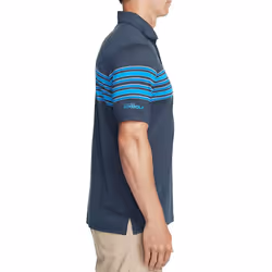 Skechers Golf Mens Club Face Stripe Stretch Performance Polo Shirt Top - M, Blue Iris