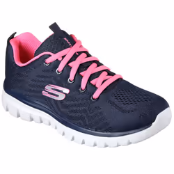 Skechers Womens 2022 Graceful-Get Connected Sport Mesh Trainers - UK 7, Navy/H.Pink