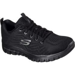 Skechers Get Connected Womens Ladies Wide Fit Running Shoes Trainers - Black Black, UK 5