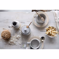 Creative Co-Op White Stoneware Sugar Pot with Lid
