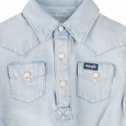 Wrangler Baby Boys Western Long Sleeve Denim Bodysuit  Faded Blue  3-6 Months
