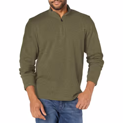 Wrangler Authentics Men's Long Sleeve Fleece Quarter-Zip Olive Night Medium
