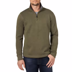 Wrangler Authentics Men's Long Sleeve Fleece Quarter-Zip  Olive Night  X-Large