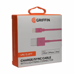 Griffin Charge & Sync Cable with MFi Lightning Connector for iPhone (1m) - Pink
