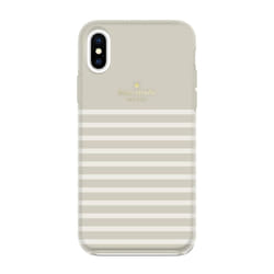 kate spade new york Clocktower Grey/Cream Feeder Stripe Case for iPhone Xs Max - Soft Touch Protective Hardshell