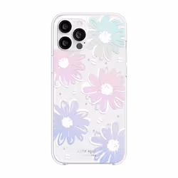 kate spade new york Protective Hardshell Case Compatible with iPhone 12 Pro Max - Daisy Iridescent Foil/White/Clear/Gems