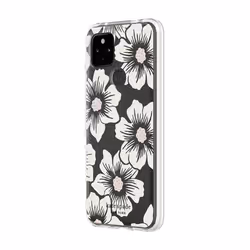 Kate Spade New York Defensive Hardshell Case for Google Pixel 4a (5G) & Google Pixel 4a (5G) UW - Hollyhock Floral Clear/Crea ...