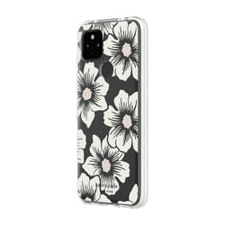 Kate Spade New York Defensive Hardshell Case for Google Pixel 4a (5G) & Google Pixel 4a (5G) UW - Hollyhock Floral Clear/Cream with Stones