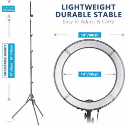 Neewer Ring Light Kit:18"/48cm Outer 55W 5500K Dimmable LED Ring Light - Additional view 8