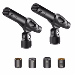 Neewer 2-Pack Pencil Stick Condenser Mic with Interchangeable Omni Cardioid and Super Cardioid Capsules Foam Windscreens Mic ...