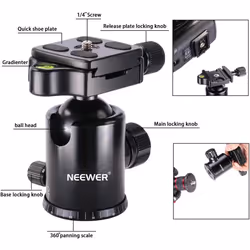 Neewer Aluminum Alloy 64 inches/162 Centimeters Camera Travel Tripod Monopod with 360 Degree Ball Head,1/4 inch Quick Shoe Plate and Bag for DSLR ..