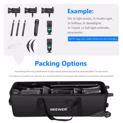 Neewer Photo Studio Equipment Case Rolling Bag 40.1x11.8x11.8 inches/102x30x30cm Trolley Carrying Case for Light Stand  Tripod  Light  Umbre