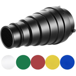 Neewer Large Aluminium Alloy Conical Snoot Kit with Honeycomb Grid and 5 Pieces Color Gel Filters for Bowens Mount Studio Strobe Monolight Photography