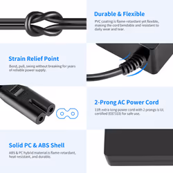 AC 220-240V to DC 12V 5A 60W Power Supply Adapter with 6.5 feet/2 meters Power Cable Compatible with 660 960 LED Video Light and Max. 12V 5A 60W Ring