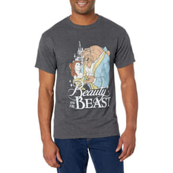 Disney mens Beauty and the Beast Poster Logo Graphic T-shirt T Shirt Charcoal Heather Medium US
