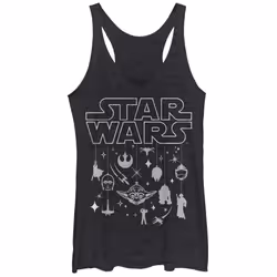 STAR WARS Women's Christmas Logo Ornaments Racerback Tank Top - Black