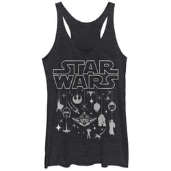 STAR WARS Women's Christmas Logo Ornaments Racerback Tank Top - Black