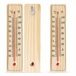 2 WOODEN WALL THERMOMETER | Indoor Outdoor Home Room Office Garden Greenhouse
