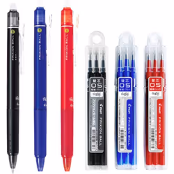 Pilot FriXion Ball Knock Retractable Erasable Gel Ink Pens  Extra Fine Point 0.5mm  Black/Blue/Red Ink  3 Pens & 9 Refills Va ...