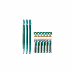 Pilot FriXion Ball Slim 038 Retractable Erasable Gel Ink Pen Extra Fine Point 038mm Green Ink 3 Pens 6 Refills Value Set