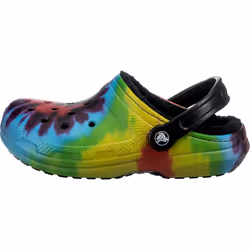 Crocs Unisex-Adult Classic Tie Dye Lined Clogs | Fuzzy Slippers  Rainb