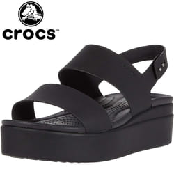 Crocs Womens Brooklyn Low Wedge Ladies Shoes - Black/Black - Women's US 10