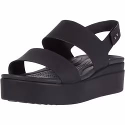 Crocs Womens Brooklyn Low Wedge Ladies Shoes - Black/Black - Women's US 10