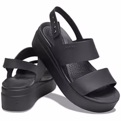 Crocs Womens Brooklyn Low Wedge Ladies Shoes - Black/Black - Women's US 10
