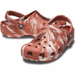 ) Crocs Marble Thermoplastic Dark Clay/Multi Clogs - Brown, 8 (Adults'