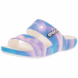 crocs Unisex-Adult classic Tie Dye Two-Strap Sandals  Rainbow galaxy  4 Men6 Women