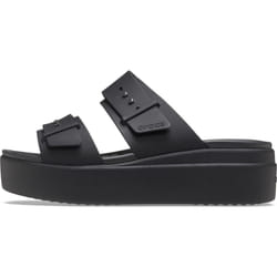 Crocs Womens Brooklyn Buckle Low Wedge Sandals  Black  9 Women