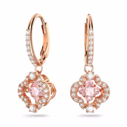 Swarovski Sparkling Dance clover Pierced Earrings with clear crystal PavA Surrounding a Pink Stone on a Rose-gold Tone Plated ...