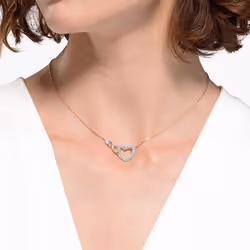Swarovski Infinity Necklace and Stud Pierced Earrings Set with Clear Crystal Pav? and Mixed Metal Plated Finish in Infinity and Heart Design