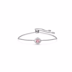 Swarovski Angelic Square Bracelet  with Pink and White crystals  Rhodium Plated chain and Bolo Style Adjustable closure  an A ...
