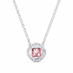 Swarovski Angelic Square Pendant Necklace with Pink and White crystal