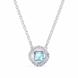 Swarovski womens Angelic Square Pendant Necklace  with Aqua and White